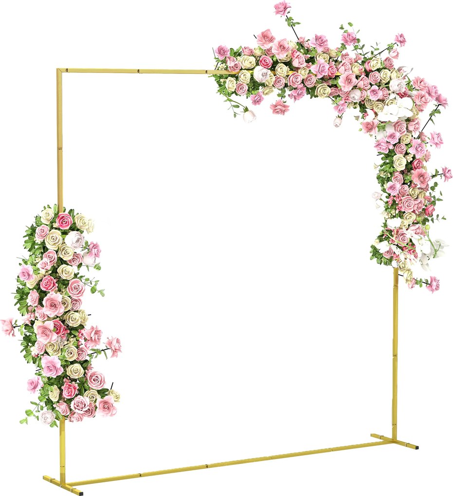 Outsunny Arc de grădină pentru trandafiri din metal Arc de nuntă rezistent la intemperii pentru decor terasă 200x40x200 cm auriu | Aosom Romania