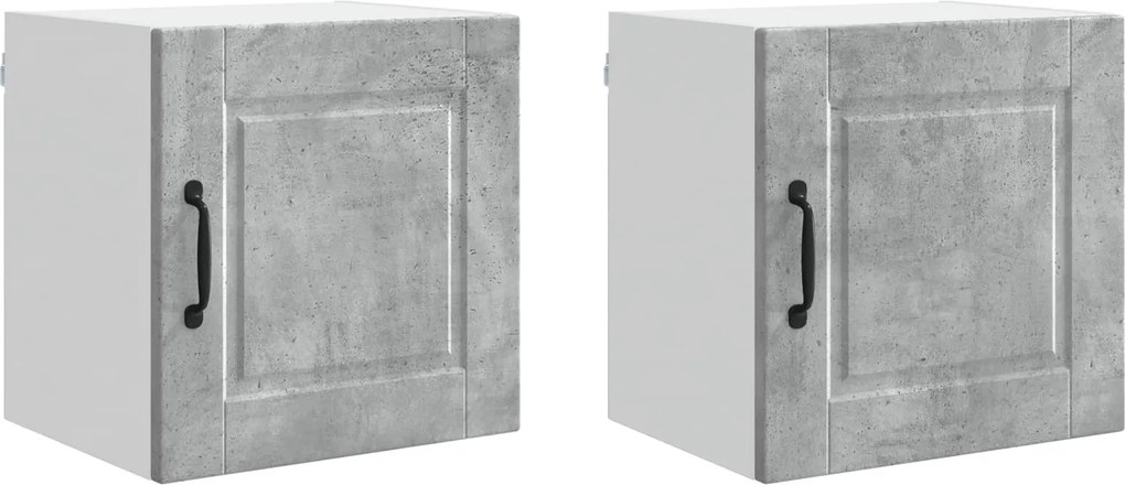 vidaXL Dulap de bucătărie cu raft 2 pcs Gri din beton 40 x 31 x 40 cm