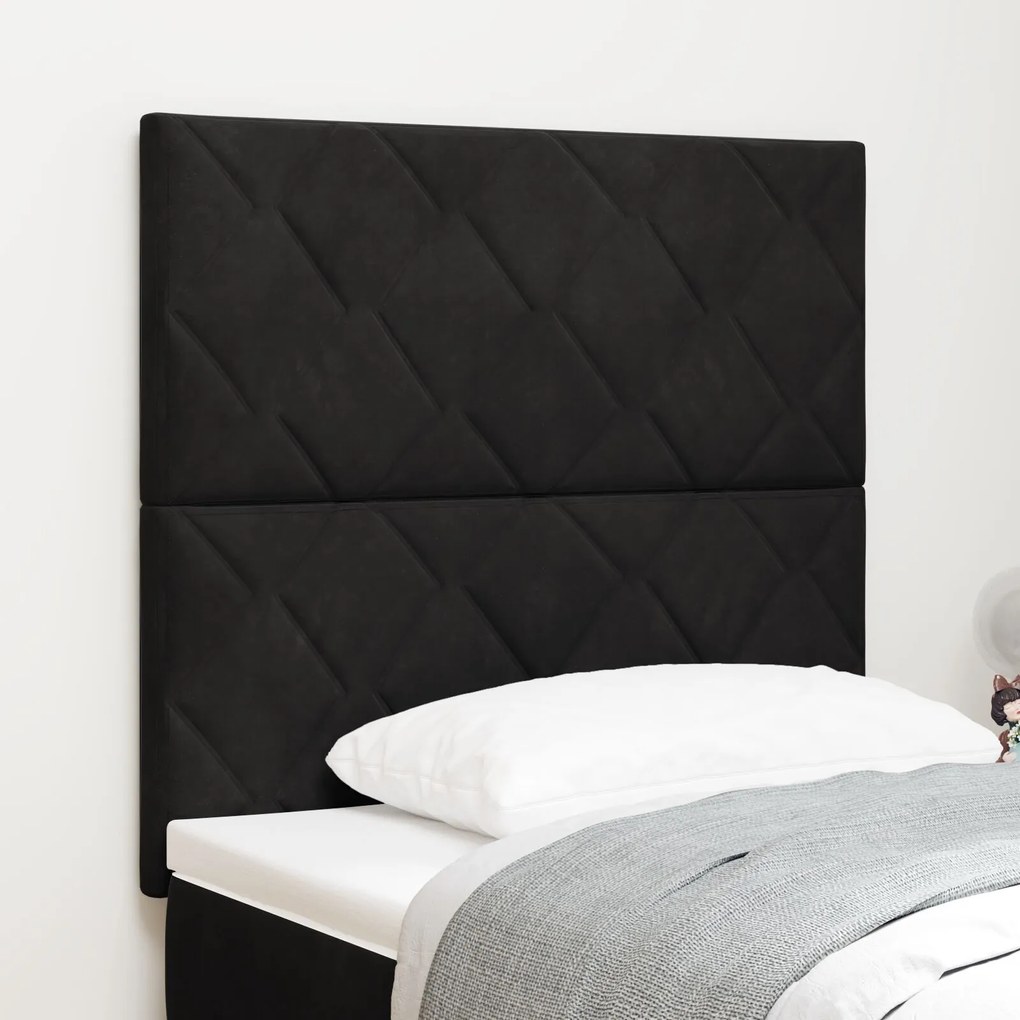 vidaXL Tăblie cap Pe perete Geometric Manual Negru 100 cm Catifea