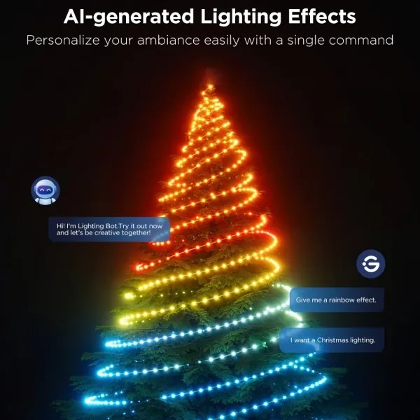 Instalație LED RGBICW de Crăciun de exterior Govee 2700-6500K 20m Wi-Fi Matter IP66