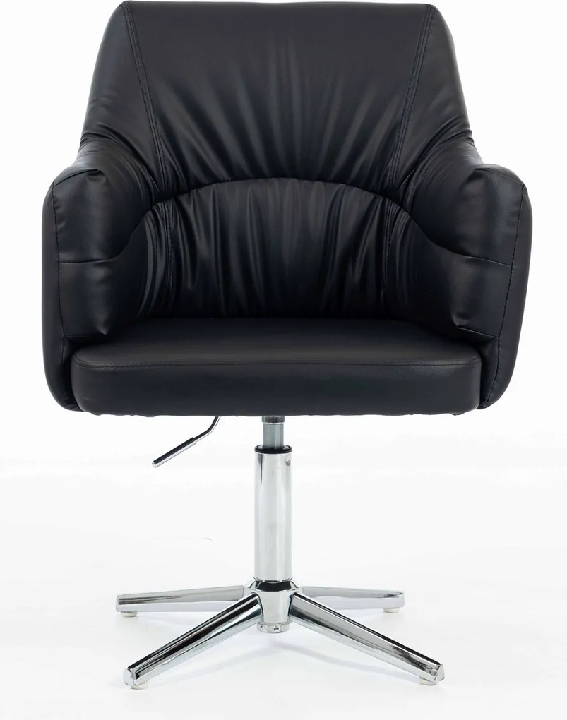 HR840CROSS Scaun Negru Piele Ecologica cu Bază Cromata