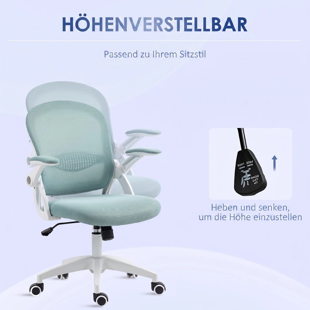 Vinsetto Scaun Birou Ergonomic Albastru Dimensiuni Variabile Suport Lombar Integrat | Aosom Romania