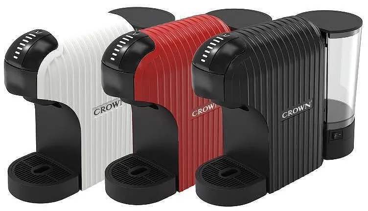 Espressor cu capsule 7in1 Crown CCM-1531W, 1400 W, 20 bar, 0.9 L, 7 adaptoare, Indicatoare LED, Controlul lungimii cafelei, Alb/Negru