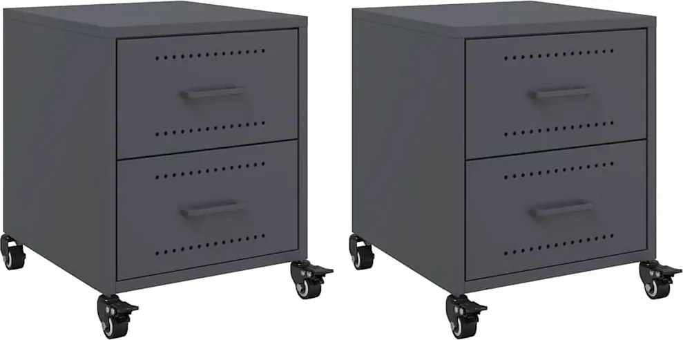 vidaXL Noptiere, 2 buc., antracit, 36x39x43,5 cm, oțel