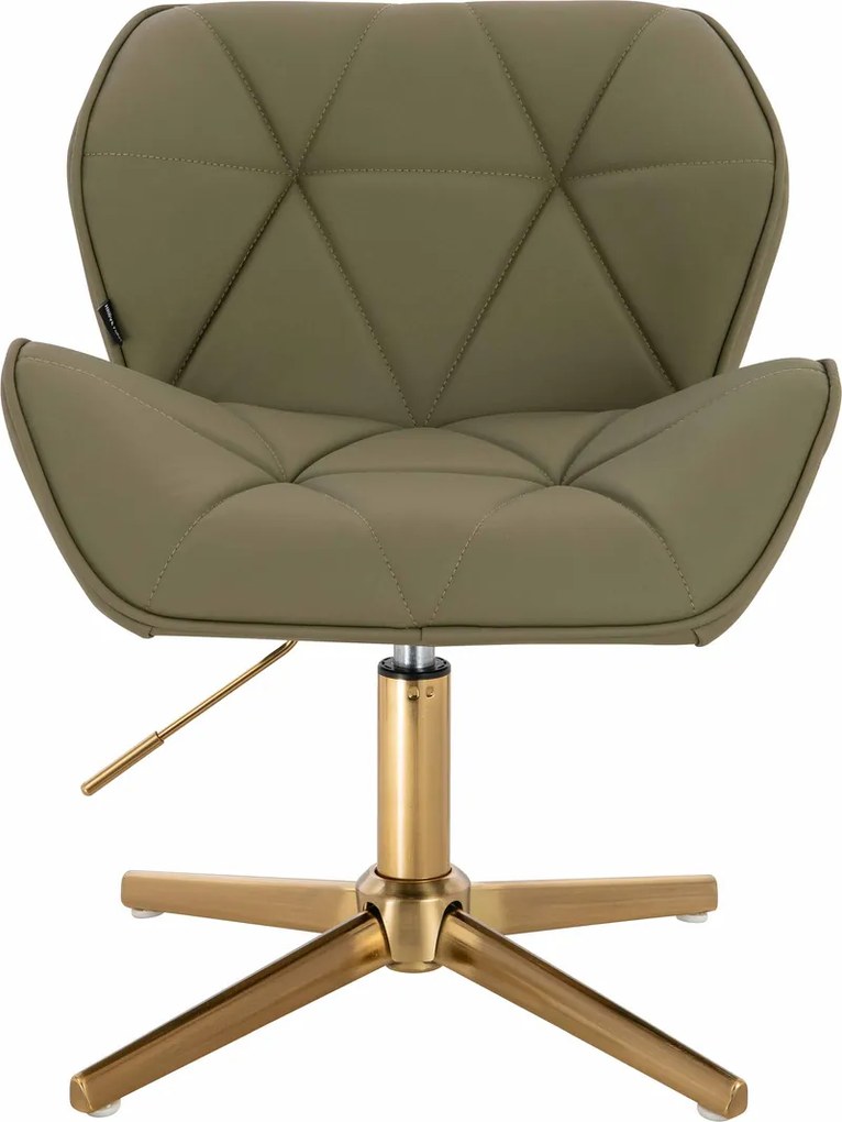 HR111CROSS Scaun Khaki Piele Ecologica Premium Soft cu Bază Aurie