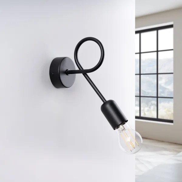 Lampă de perete Sollux SL.1433 LOOP 1xE27/15W/230V negru