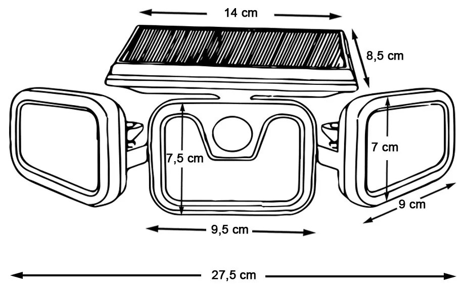 Lampa solara cu 3 panouri rotative