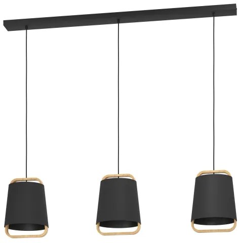Lustră pe cablu Eglo 390186 CAMALOZA 3xE27/40W/230V negru
