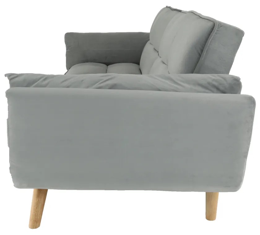 Canapea extensibilă, catifea gri deschis / fag, KAPRERA NEW