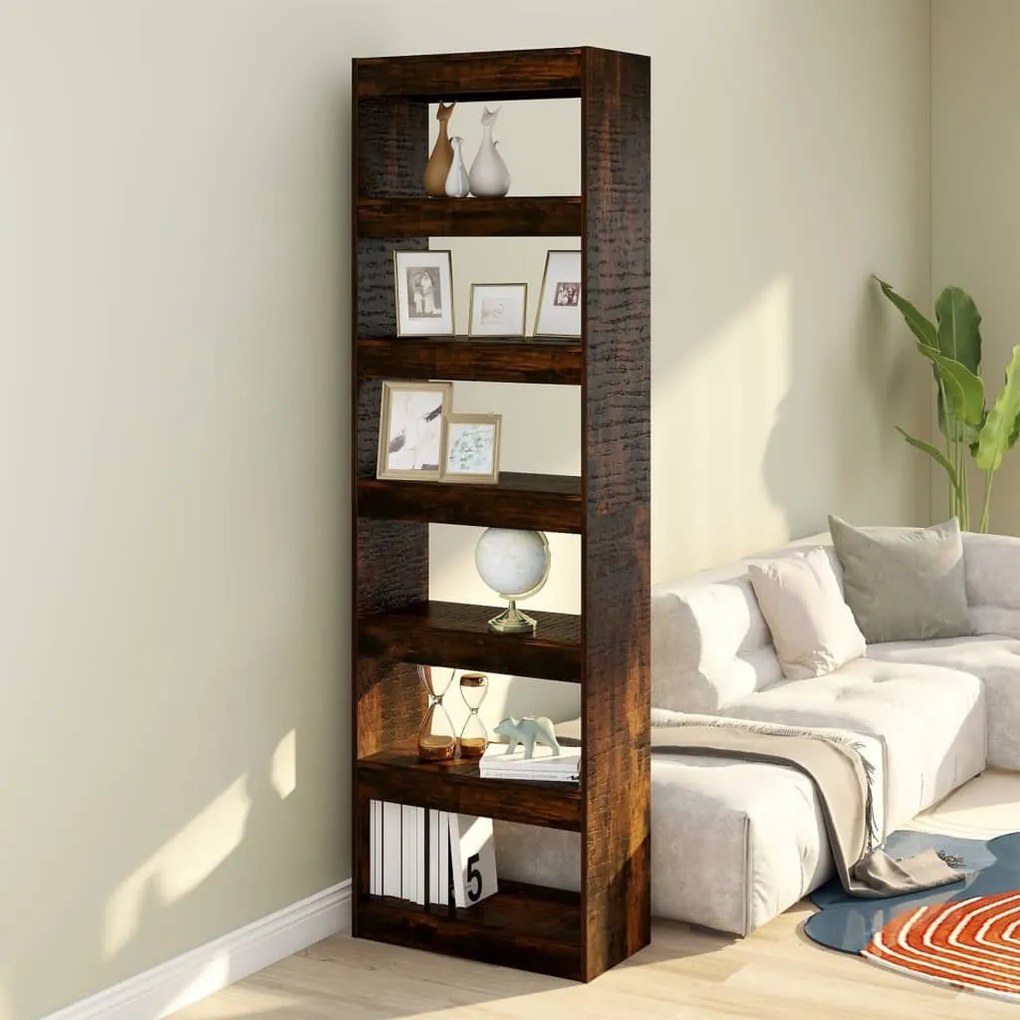 813611 vidaXL Bibliotecă/Separator cameră, stejar afumat, 60x30x198 cm