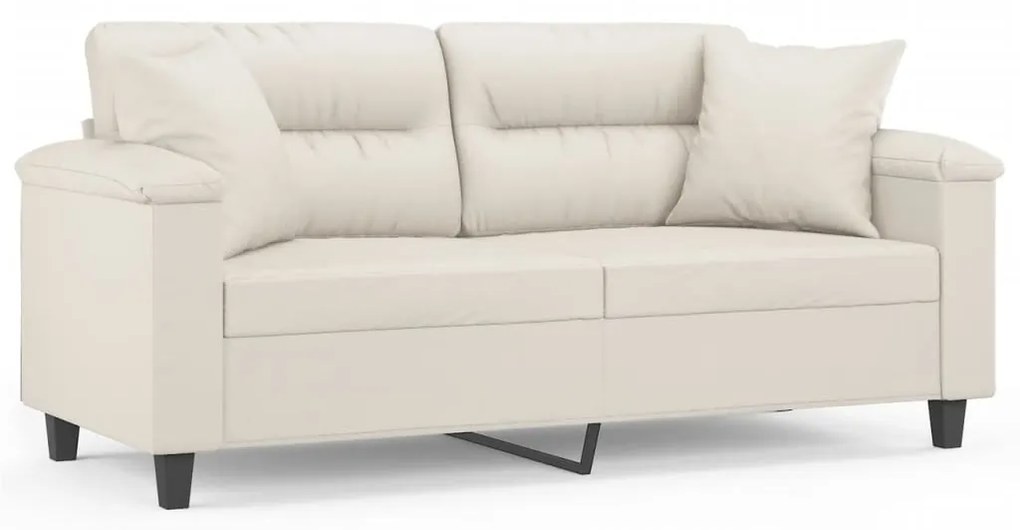 3153300 vidaXL Canapea cu 2 locuri, perne&pernuțe crem 140 cm piele ecologică