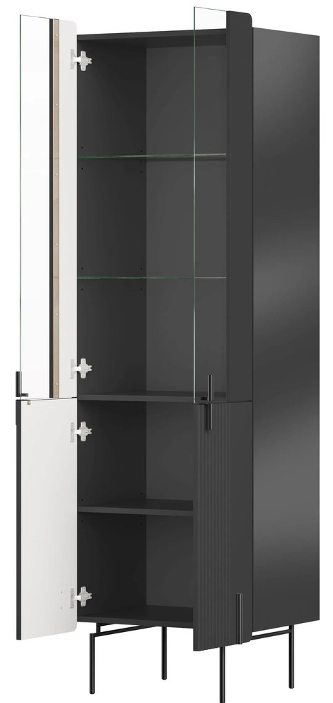 Vitrină cu patru uși Malmi 60 cm - negru mat / picioare negre