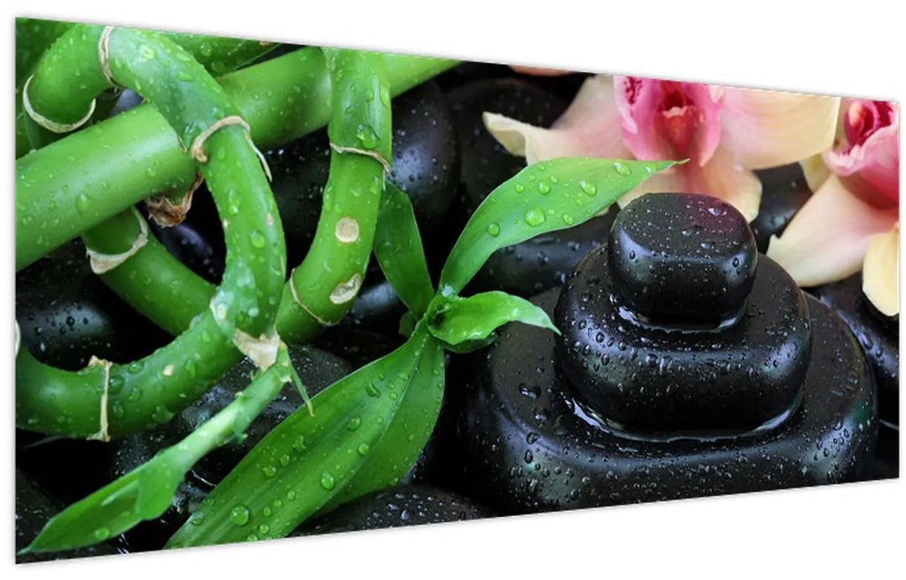 Tablou - Pietre și orhidee (120x50 cm)