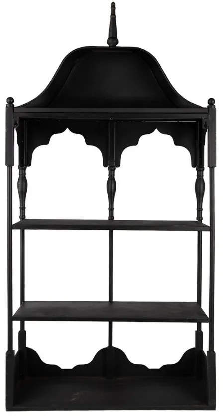 Etajera de perete, neagra, din metal, cu 2 rafturi, Bica