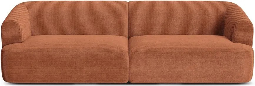 Canapea teracotă cu tapițerie din catifea reiată 255 cm Campi – Cosmopolitan Design