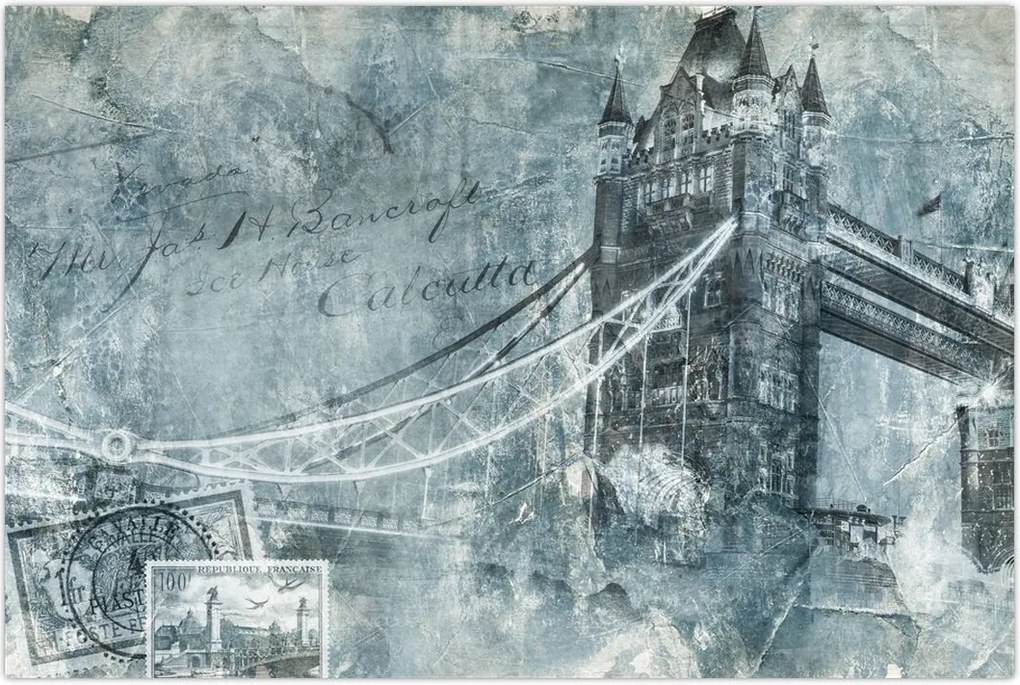 Tablou - Tower Bridge în tonuri reci (90x60 cm)