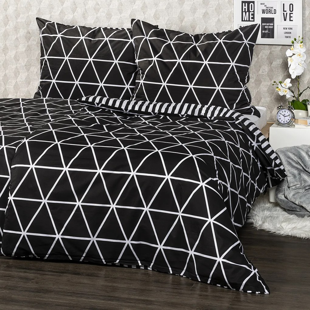 Lenjerie de pat din bumbac 4Home Galaxy, negru, 140 x 200 cm, 70 x 90 cm