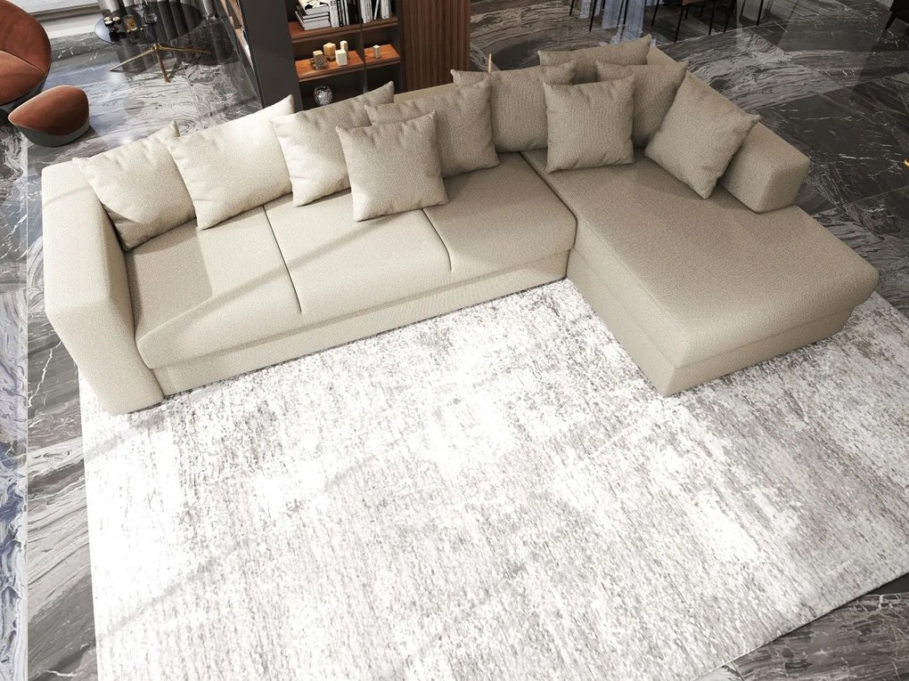 Colțar extensibil dumonde cu ladă de depozitare si sezut confortabil din spuma high-density, Gloria Enjoy Camel II 320x183 cm