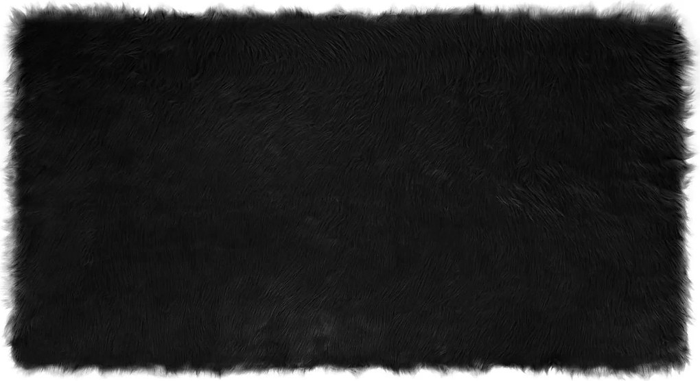 vidaXL Covor din Lână Faux Tafalla Negru 80 x 150 cm Poliester