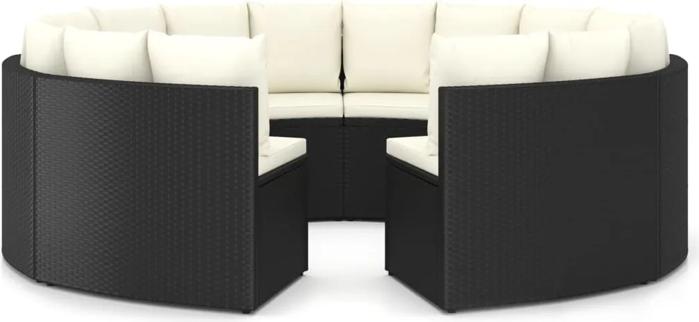 vidaXL Set mobilier de grădină cu perne, 8 piese, negru, poliratan