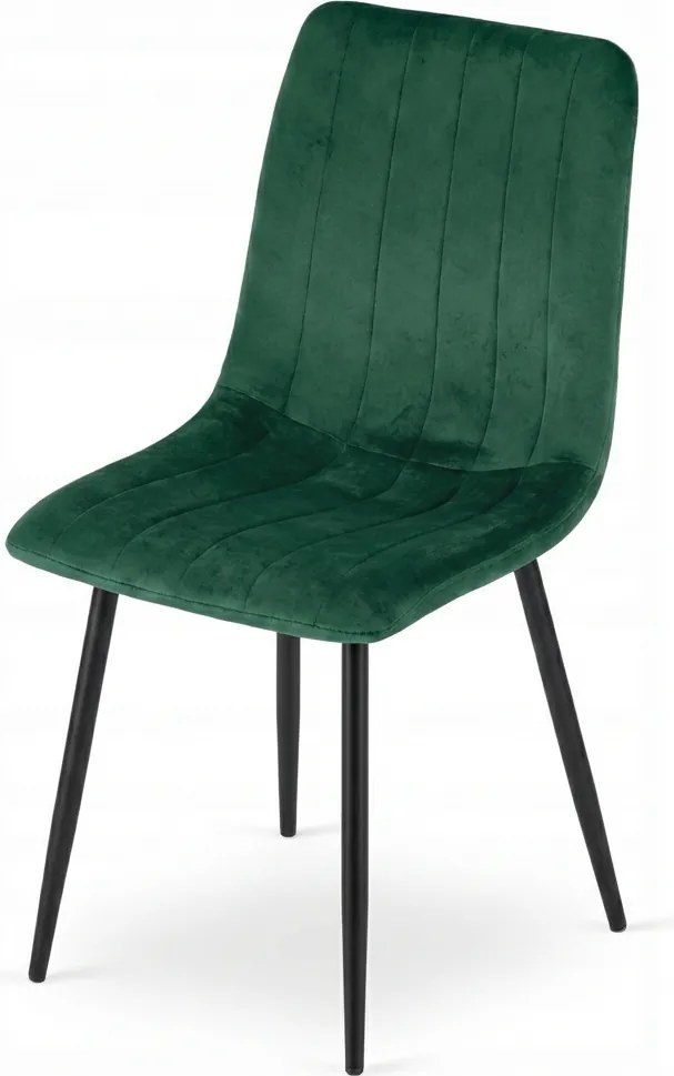Scaun de catifea verde inchis LAVA BOTTLE GREEN cu picioare negre