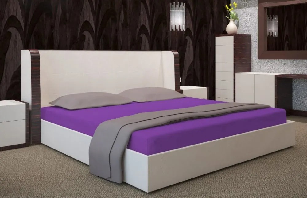 Cearșafuri elastice violet închis pentru paturi Lăţime: 200 cm | Lungime: 220 cm