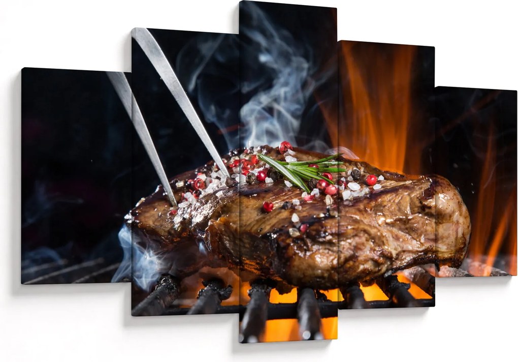 Tablou cu steac pe grill (150x105 cm)