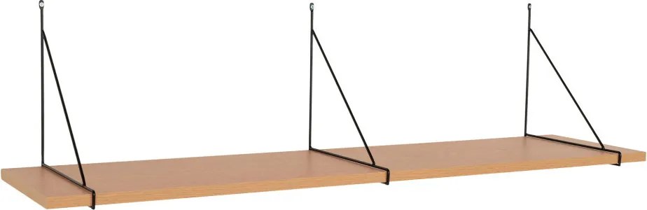 Raft de perete Chiba, furnir cenușă, cadru oțel negru 120x29 cm