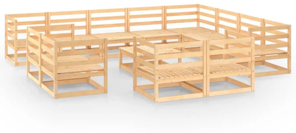 3075959 vidaXL Set mobilier de grădină, 13 piese, lemn masiv de pin
