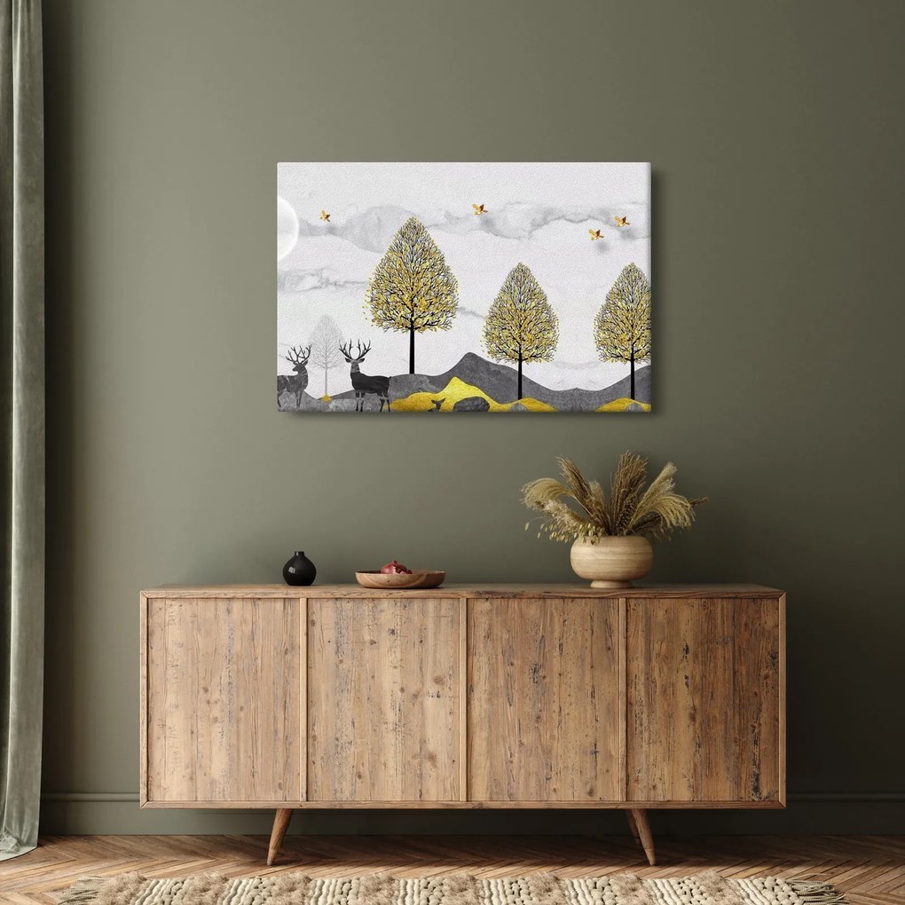Tablou cu cerbi pictați (90x60 cm)