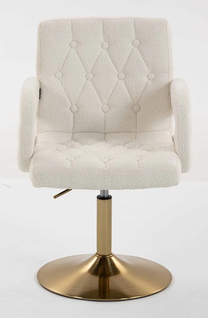 HR8404N Scaun Crem Boucle cu Bază Aurie