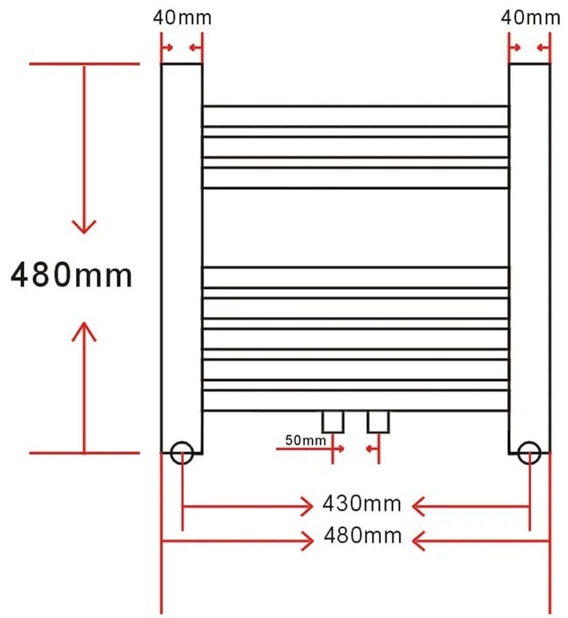 Radiator baie prosoape incalzire centrala 480x480 mm conector lateral 1, 480 x 480 mm