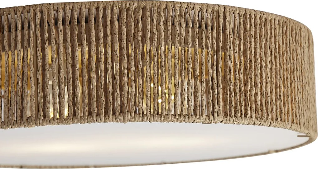 Plafonieră Japandi naturală cu abajur 38cm 2 lumini - Luz