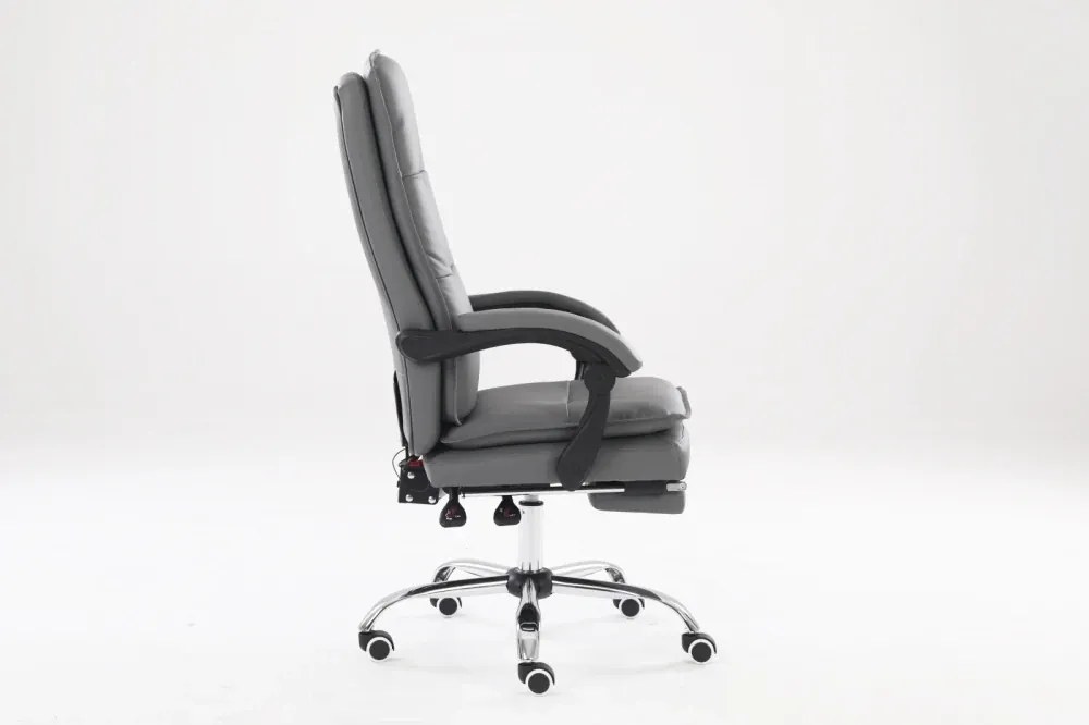 RESIGILAT- Scaun directorial cu Masaj, 8 puncte de masaj, telecomandă, suport picioare, Gri