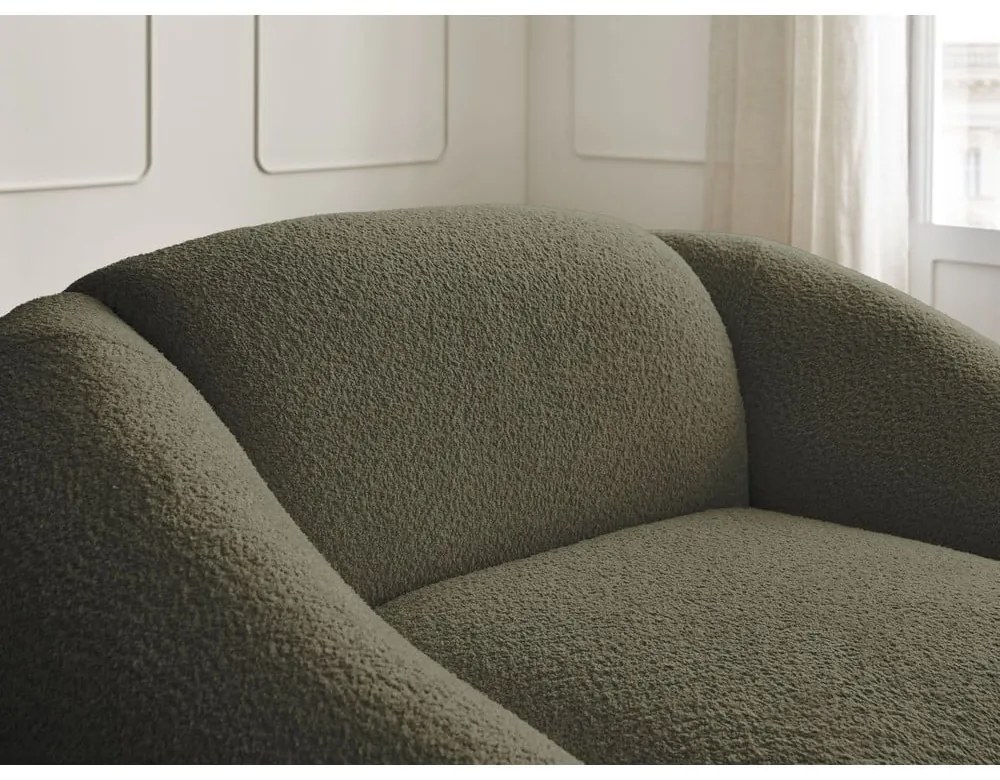 Fotoliu verde cu tapițerie din țesătură bouclé Tina – Bobochic Paris