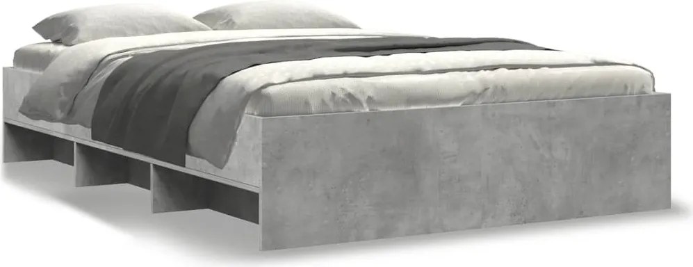 vidaXL Cadru de pat, gri beton, 140x190 cm, lemn prelucrat