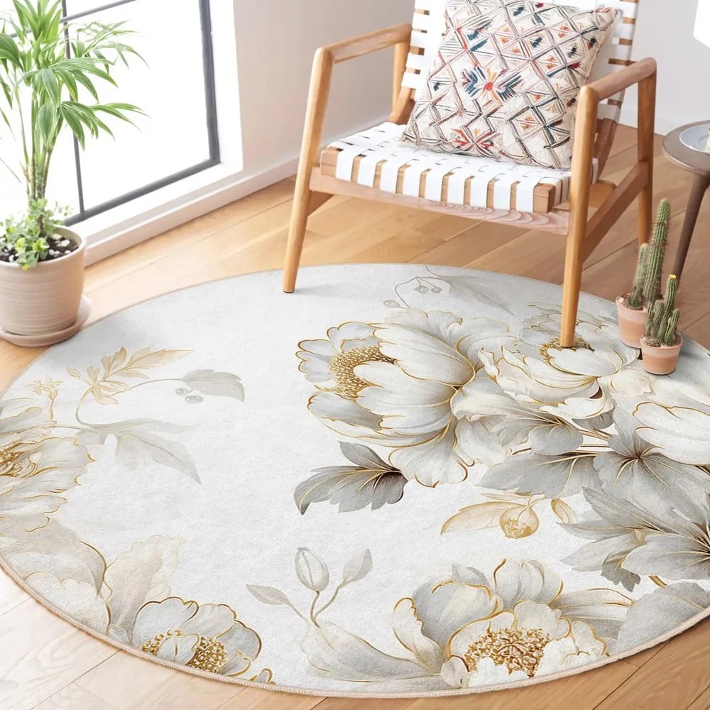 Covor gri deschis/bej lavabil rotund ø 150 cm Soft and Gentle – Mila Home