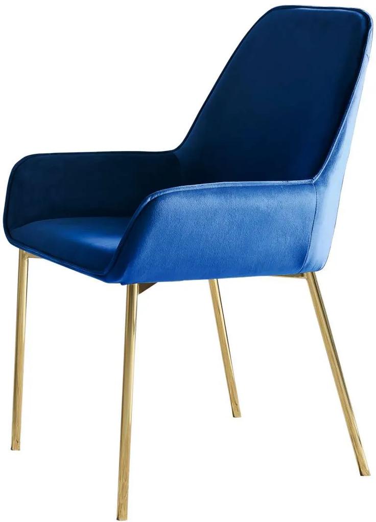 Set de 2 scaune Belleza, catifea, albastru