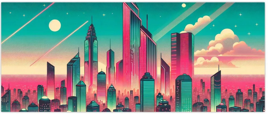 Tablou – Metropolă în stil pop-art (120x50 cm)