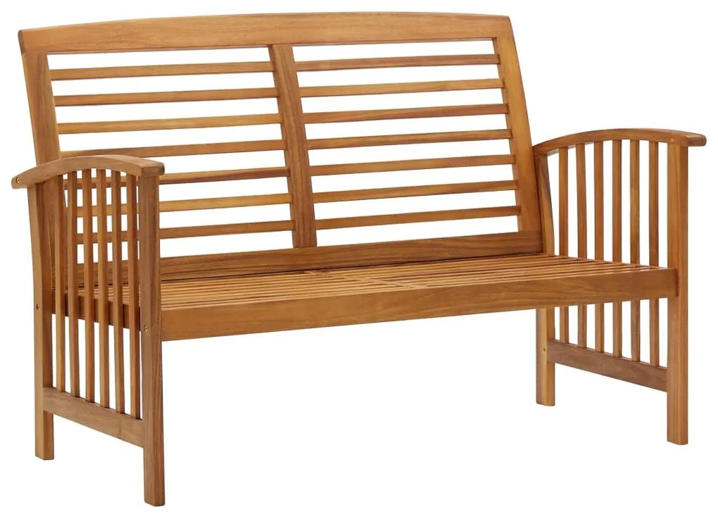 Set mobilier de gradina, 5 piese, lemn masiv de acacia Maro, 2x banca + 2x fotoliu + masa, 1