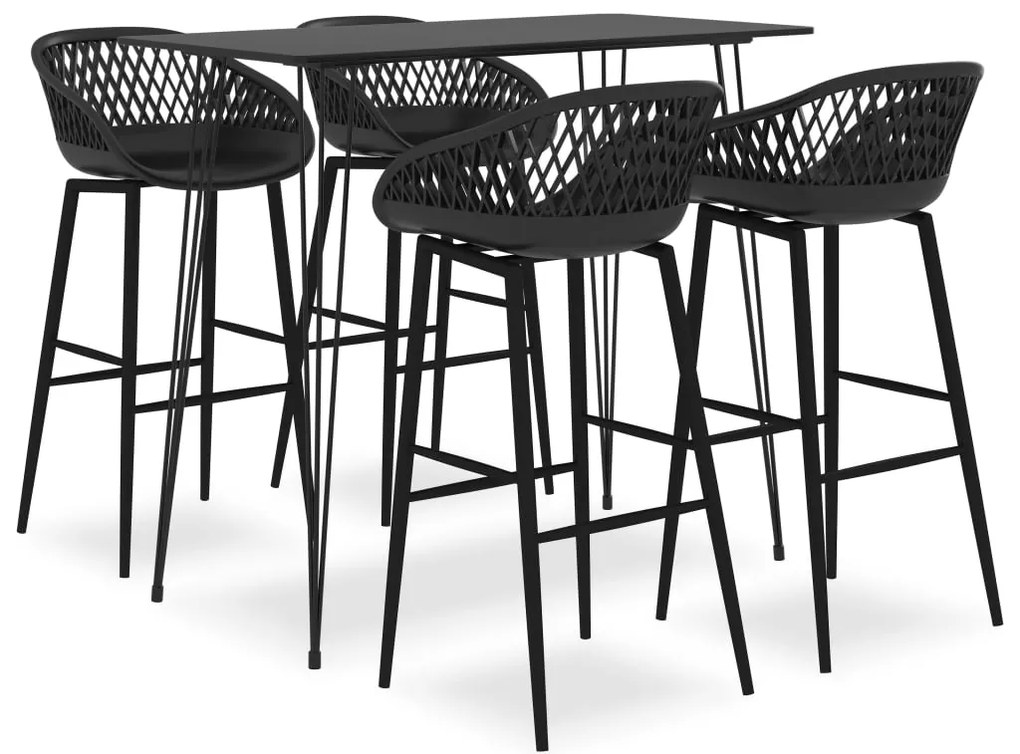 vidaXL Set mobilier de bar, 5 piese, negru