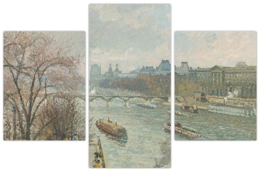 Tablou - Camille Pissarro, The Louvre, Afternoon, Rainy Weather, reproducere (90x60 cm)
