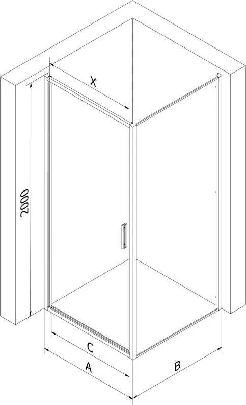 Mexen Exo cabina de duș cu deschidere 90 x 90 cm, transparentă, neagră - 817-090-090-70-00