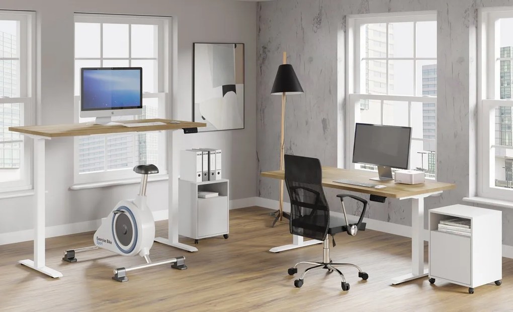 Masă PC electrică Natura 140 (Stejar + alb). Promo -7%. 1124888
