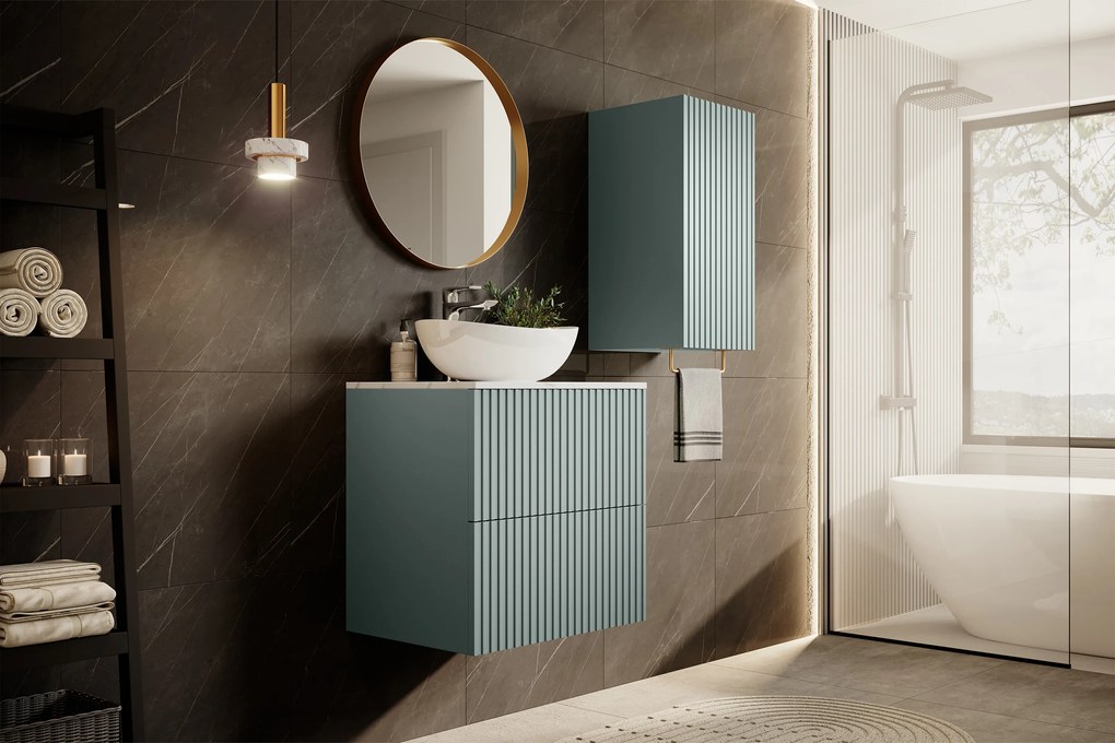 Rafturi suspendate pentru baie Nicole 70 cm - salvie MDF