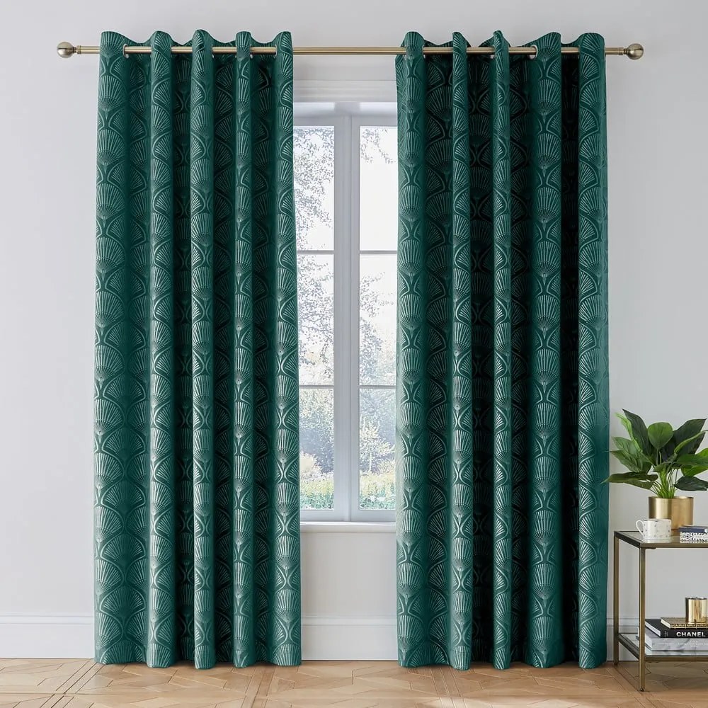 Draperii verzi 2 buc. 168x183 cm Art Deco Pearl – Catherine Lansfield