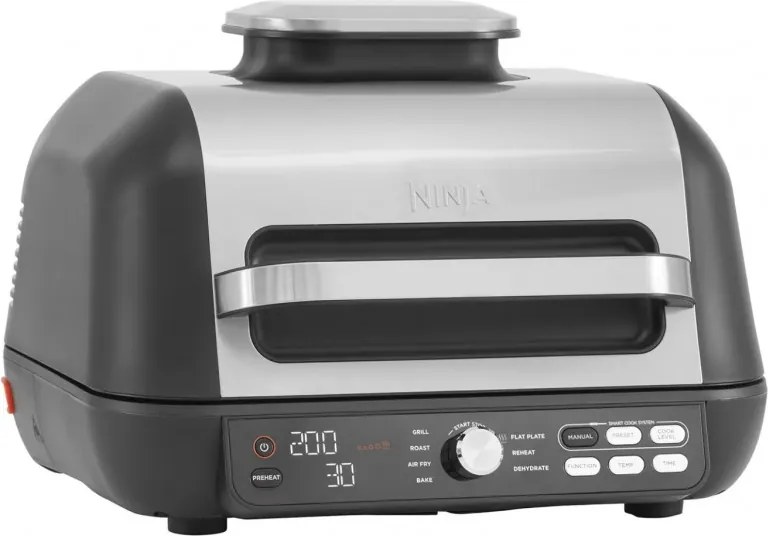Gratar electric Ninja Foodi MAX PRO AG651EU, 2460W, 3.8L, Functie gratar si Air fryer, Cyclonic Air, Smart Cook, Negru/inox
