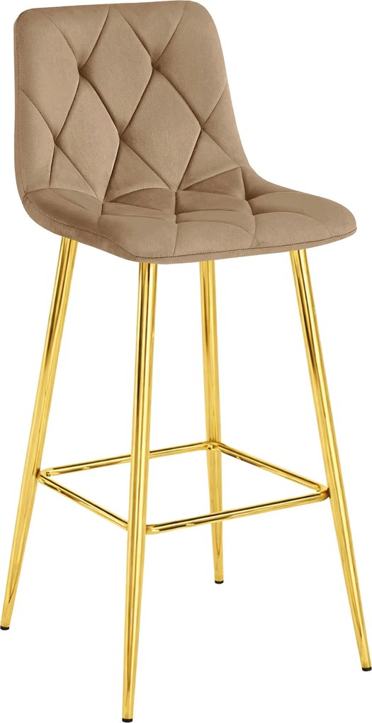Scaun Bar Fido Catifea Maro Picioare Metalice Finisaj Auriu