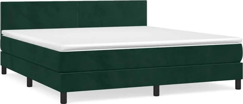 vidaXL Pat box spring cu saltea, verde închis, 180x200 cm, catifea