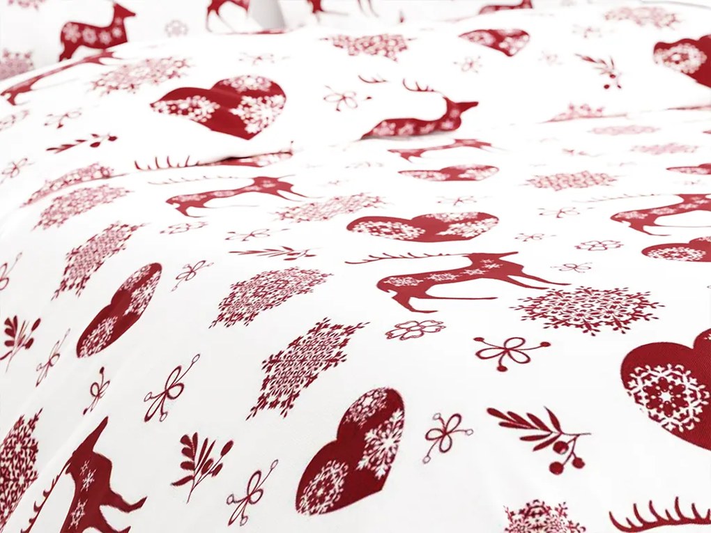 Lenjerie de pat din bumbac alba HEARTS AND REINDEER Dimensiune lenjerie de pat: 70 x 90 cm | 140 x 200 cm
